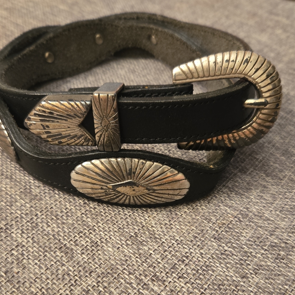 Justin Boots Black Belt with Gold Accents